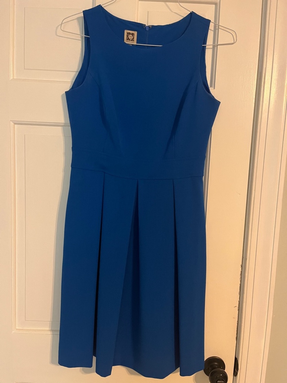 Royal Blue Sleeveless Pleated Dress - Anne Klein